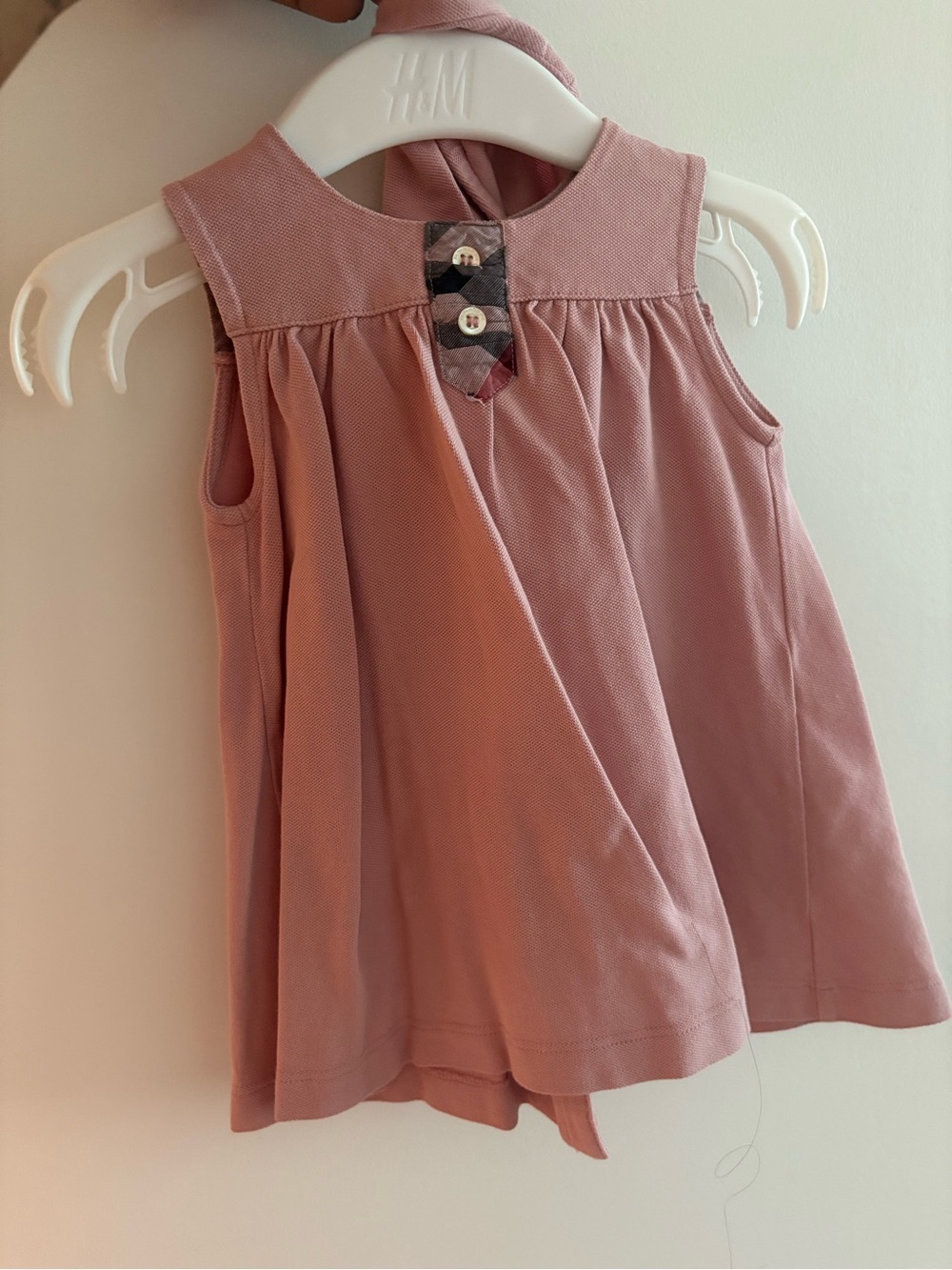 Burberry Pink Girls' Sleeveless Tank Top with Plaid Accent